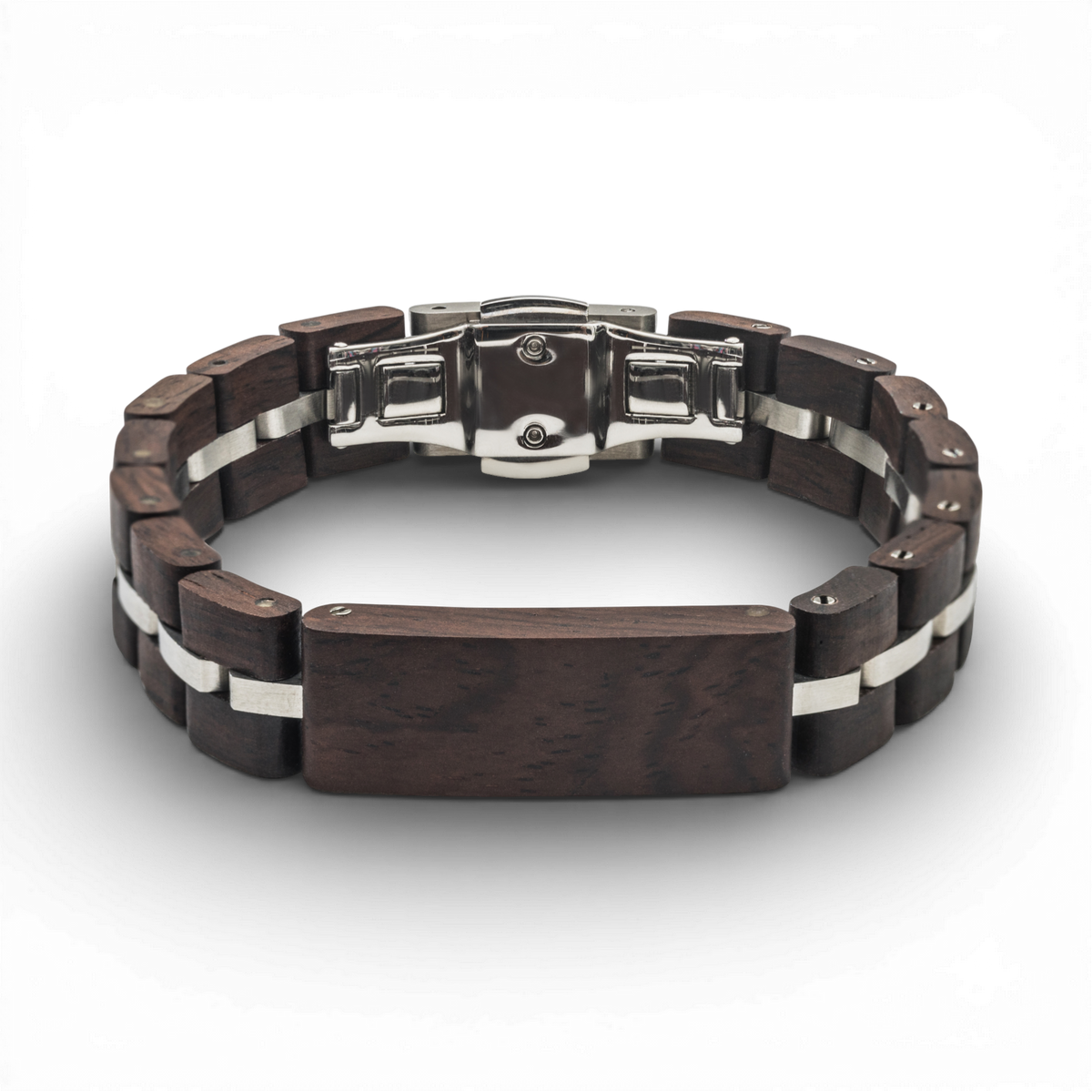 Tense Mens Watch Beige Dial Brown Wood Bracelet Silver Bezel Date Quartz Analog Best Selling Wooden Watches for Men | Tense Watches main image 4